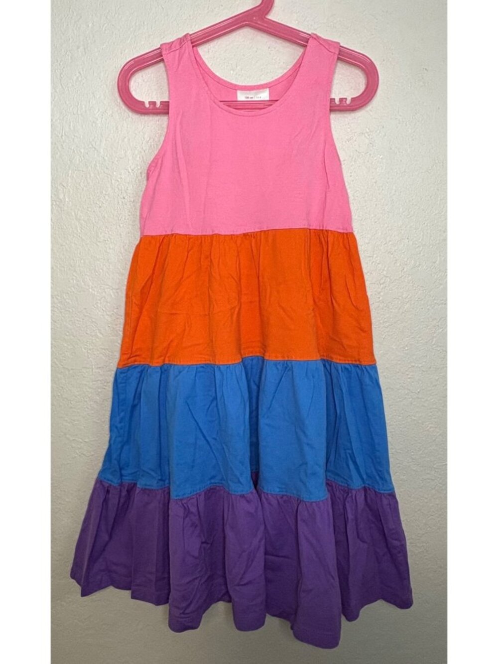Hanna Andersson Girls Colorblock Sleeveless Tiered Dress - Size 8 (130 cm)
